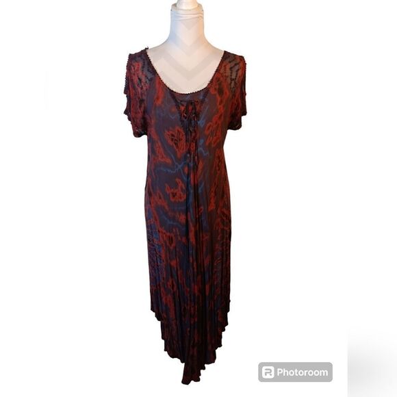 Tie Dyed Cold Shoulder Maxi Dress - Picture 1 of 10